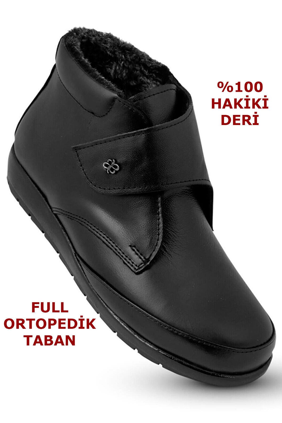 200 Ortopedik Taban İçi Kürklü Siyah Anne Botu Kadın Cırtlı Bot Ayakkabı