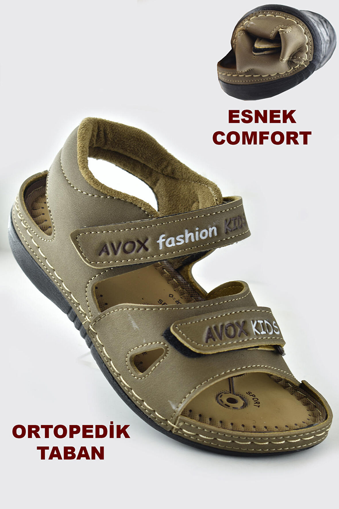 65163 Ortopedik Taban Rahat Erkek Çocuk Sandalet Terlik Avox 