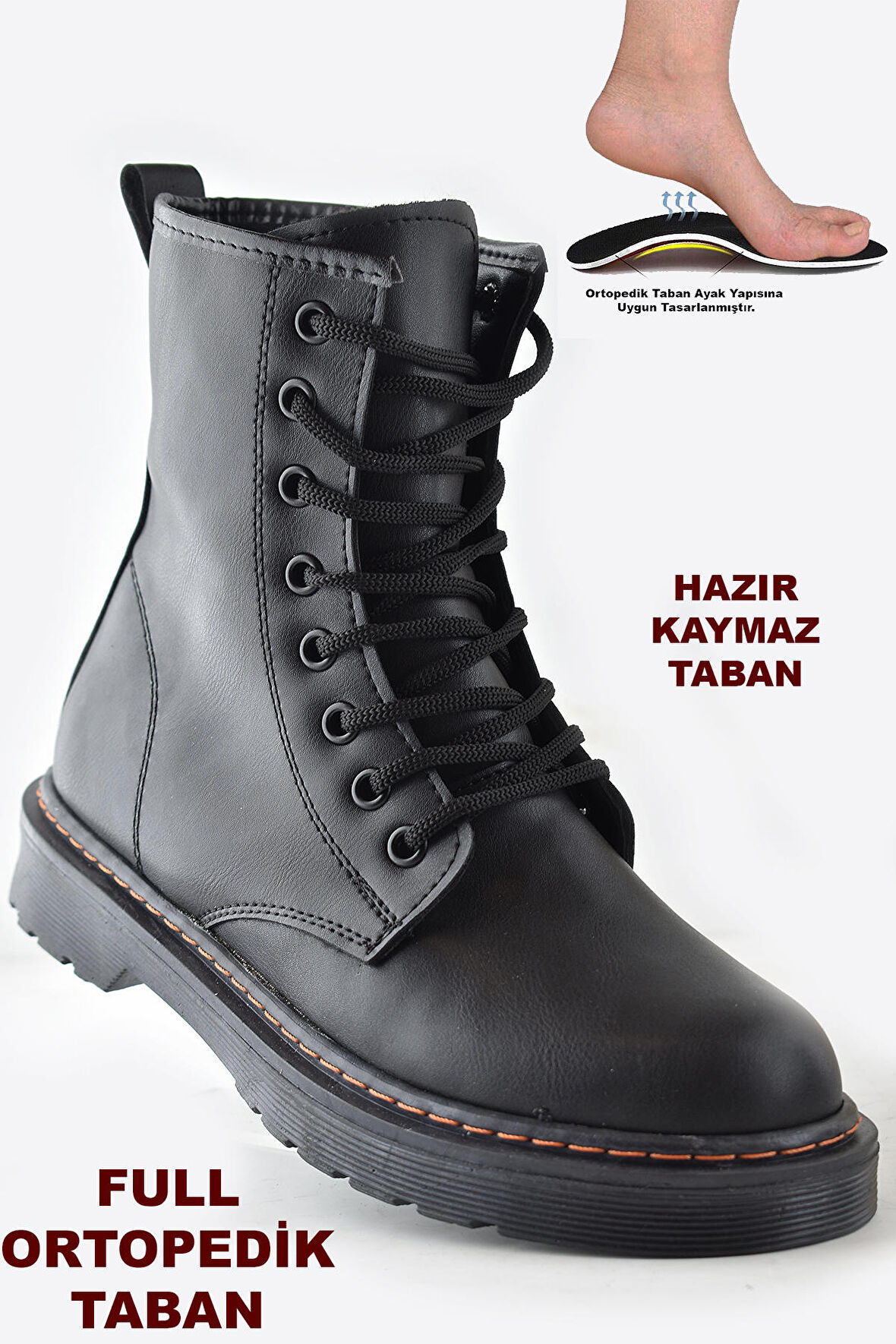 733 Günlük Bağcıklı Fermuarlı Kadın Bot Ayakkabı Postal Çizme Kadın Bot