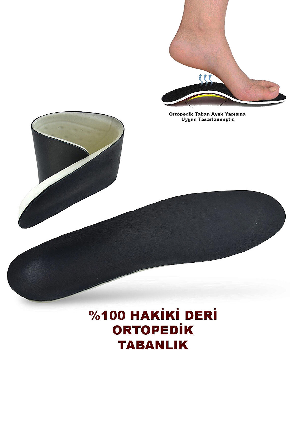 01HK Hakiki Deri Erkek Kadın Ortopedik Tabanlık Unisex Ortopedik Deri Taban