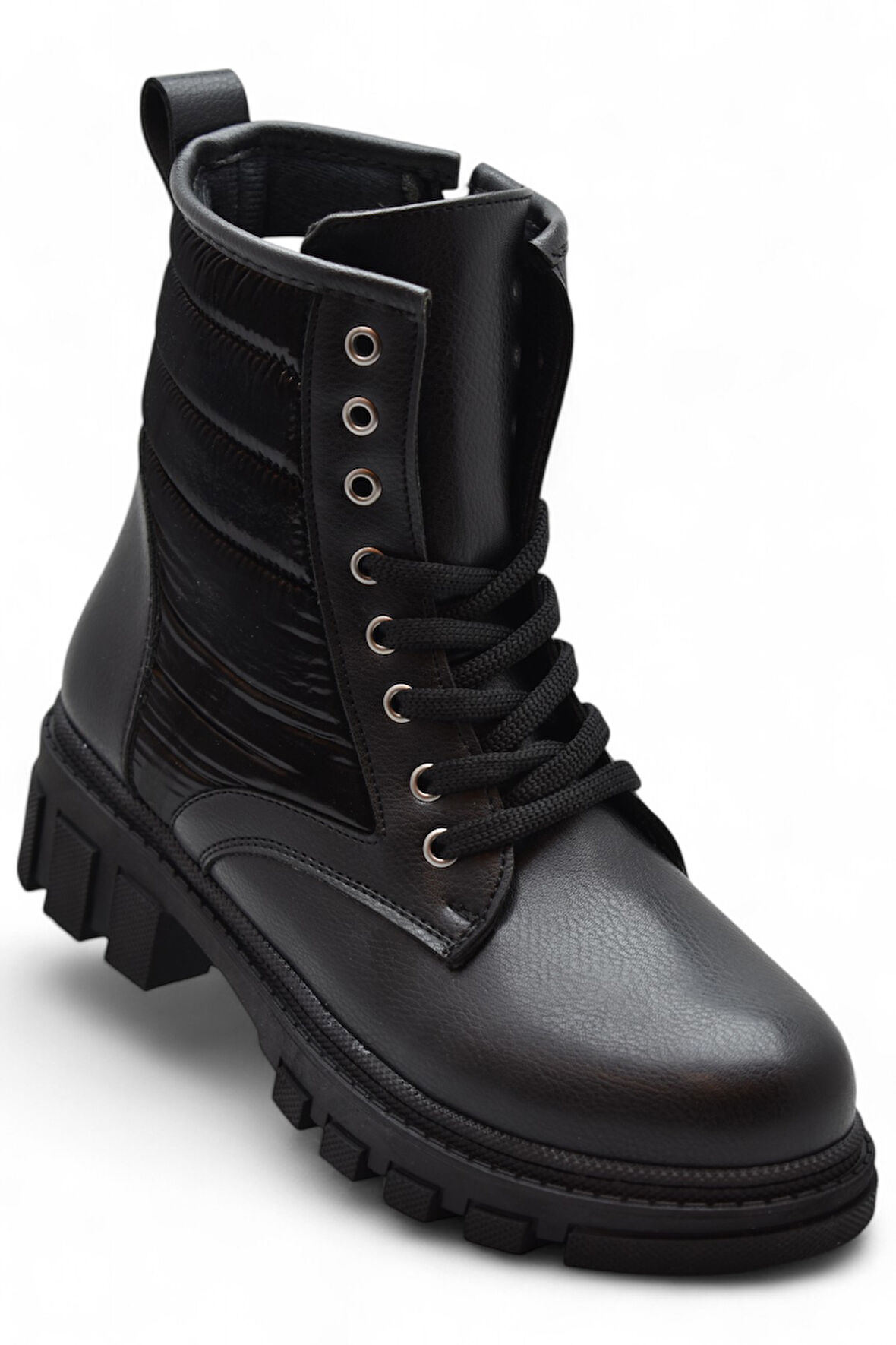 988 Günlük Bağcıklı Fermuarlı Siyah Kadın Bot Ayakkabı Kışlık Kadın Bot