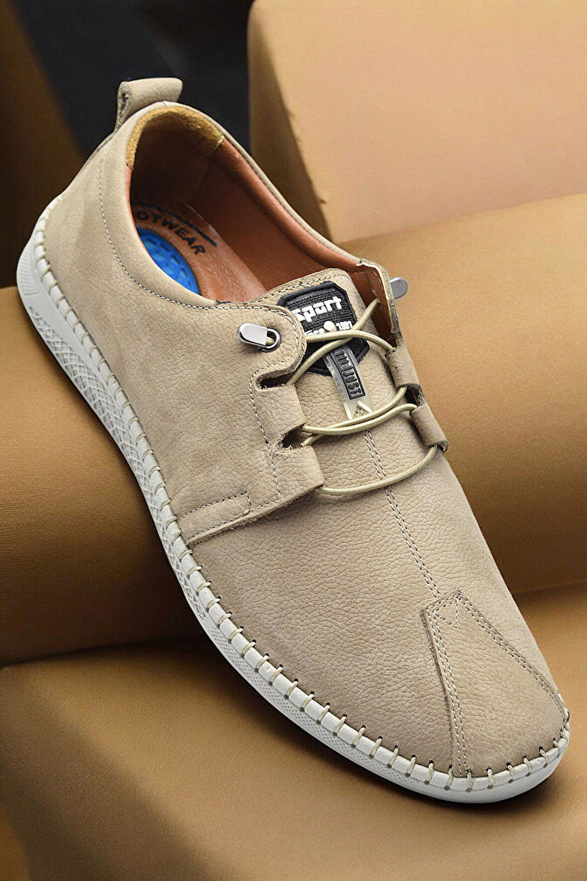 066 Tam Ortopedik Taban Hakiki Deri Nubuk Erkek Ayakkabı Günlük Erkek Ayakkabı Topuk Jelli