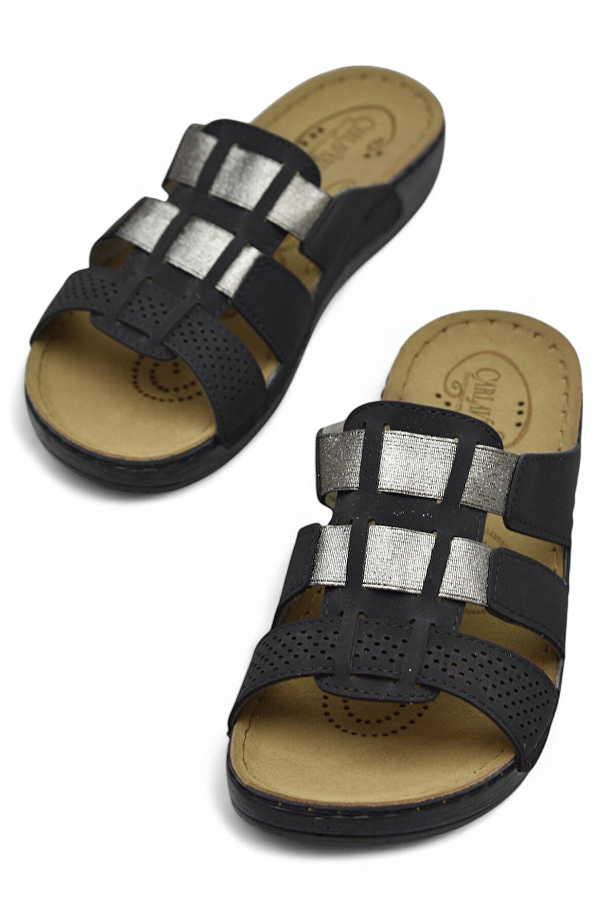 150988 CV TAM Ortopedik Taban Günlük Kadın Terlik Sandalet Lastik Yanlar 