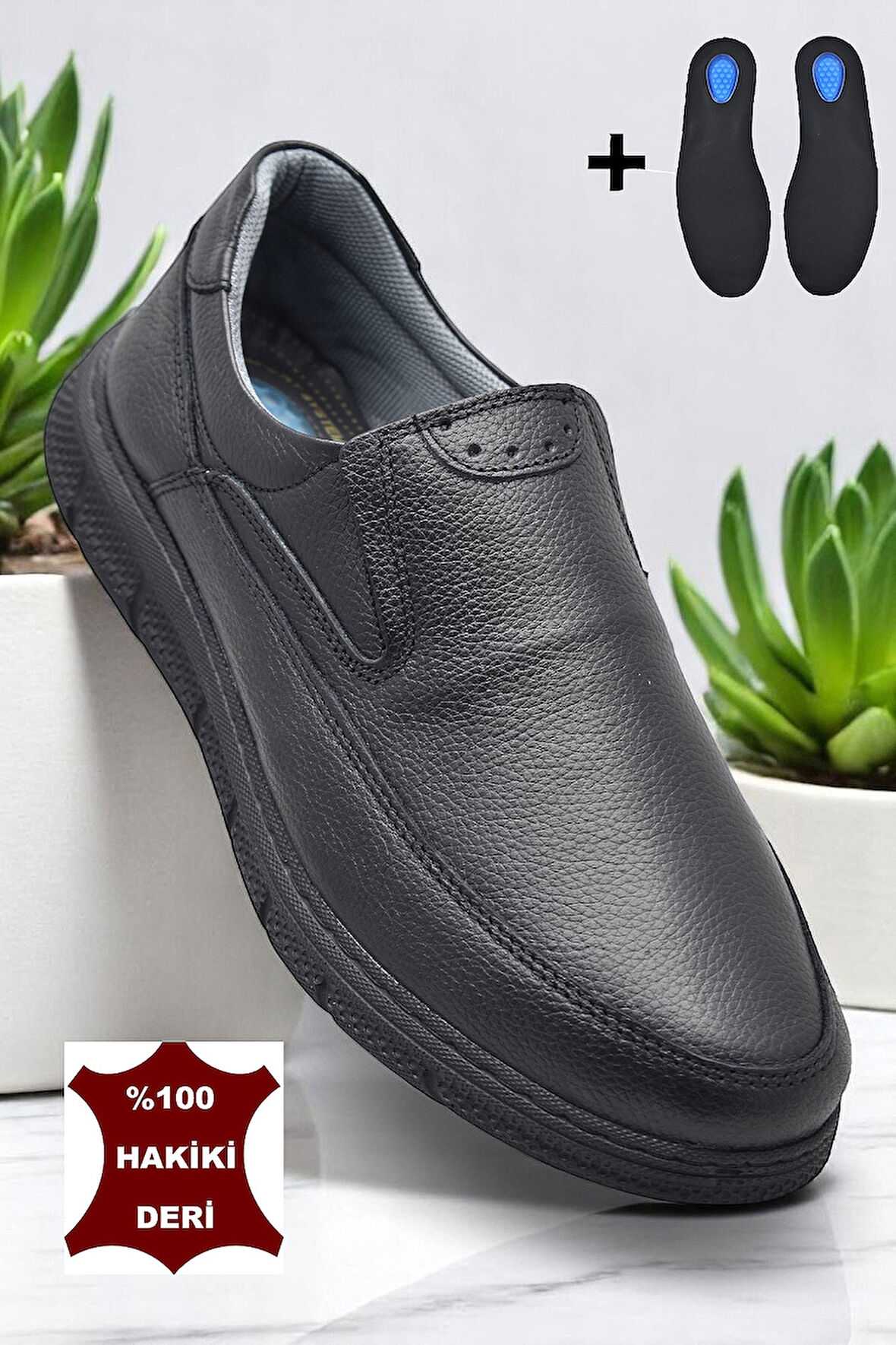 TAB202 Topuk Jelli Ortopedik Taban Hakiki Deri Erkek Ayakkabı Poli Hafif Taban
