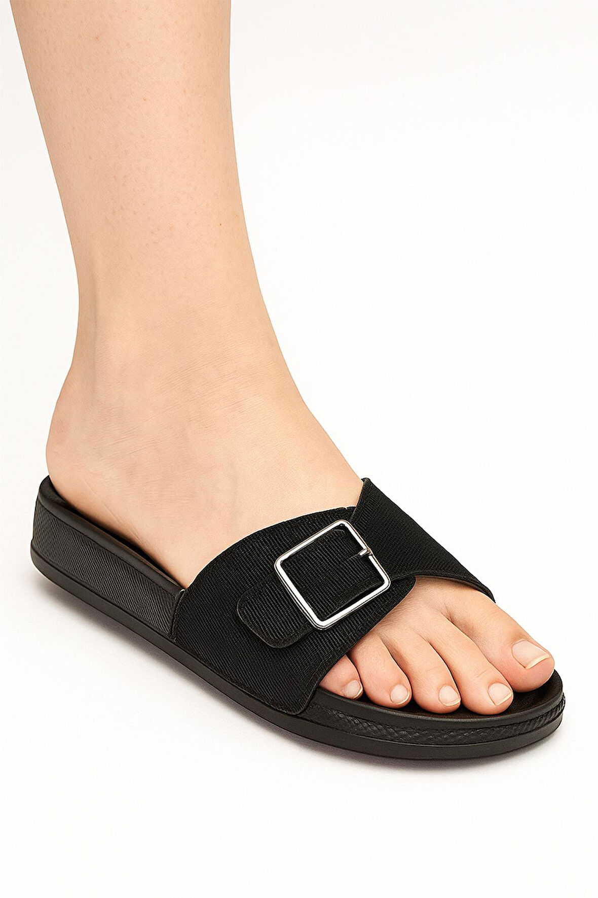 381 Rahat Ortopedik Taban Günlük Kadın Terlik Çift Toka Kadın Terlik Sim Detaylı