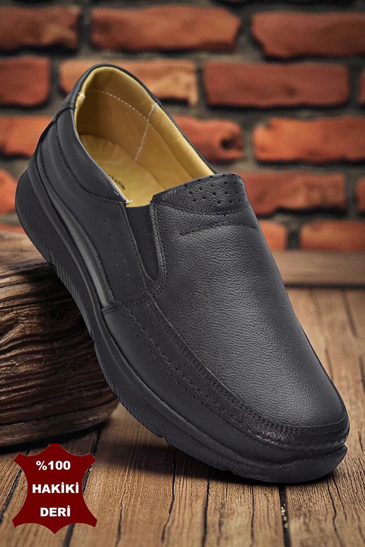 TAB5884 Ortopedik Taban Siyah Hakiki Deri Erkek Ayakkabı Mevsimlik