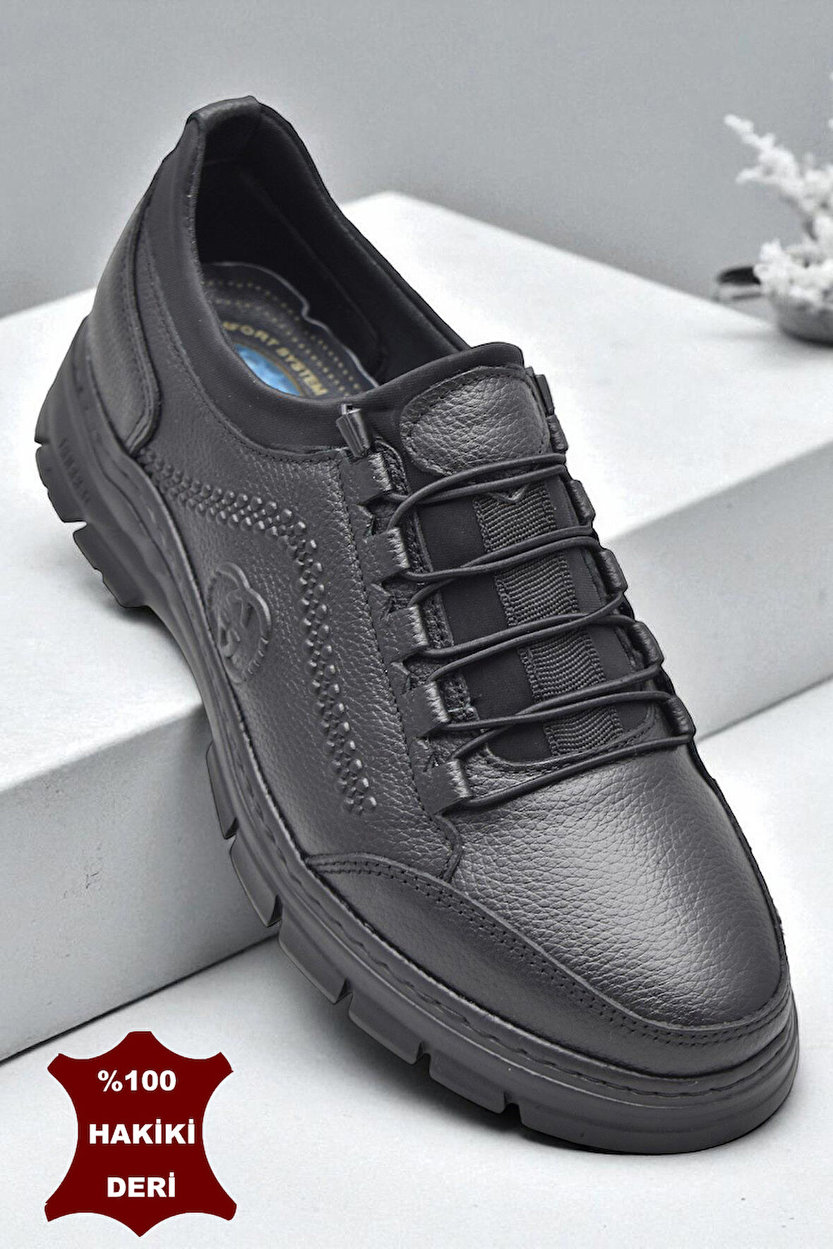 389R Tam Ortopedik Topuk Masajlı Taban Erkek Ayakkabı Hakiki Deri Mevsimlik Ayakkabı