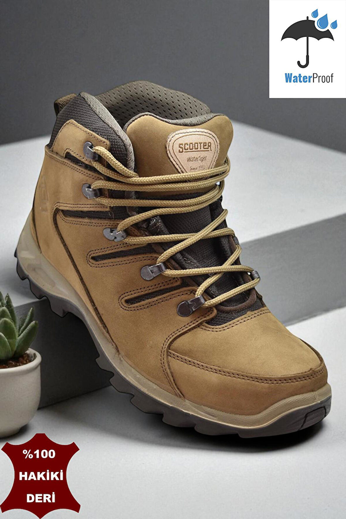 Scooter 5558 Ortopedik Taban SU GEÇİRMEZ Hakiki Deri Outdoor Erkek Bot Ayakkabı