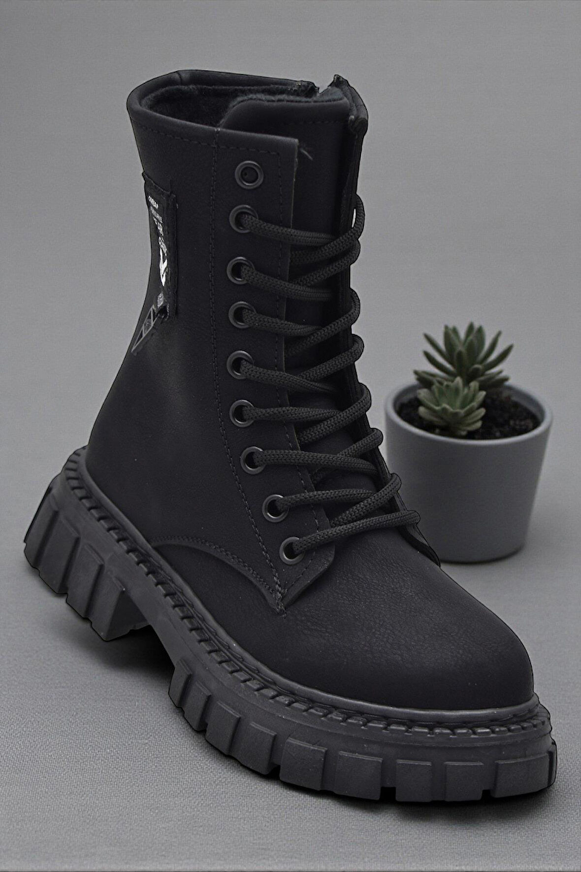 2396 Ortopedik Bağcıklı Fermuarlı Kız Çocuk Bot Ayakkabı İçi Yünlü Kız Çocuk Botu