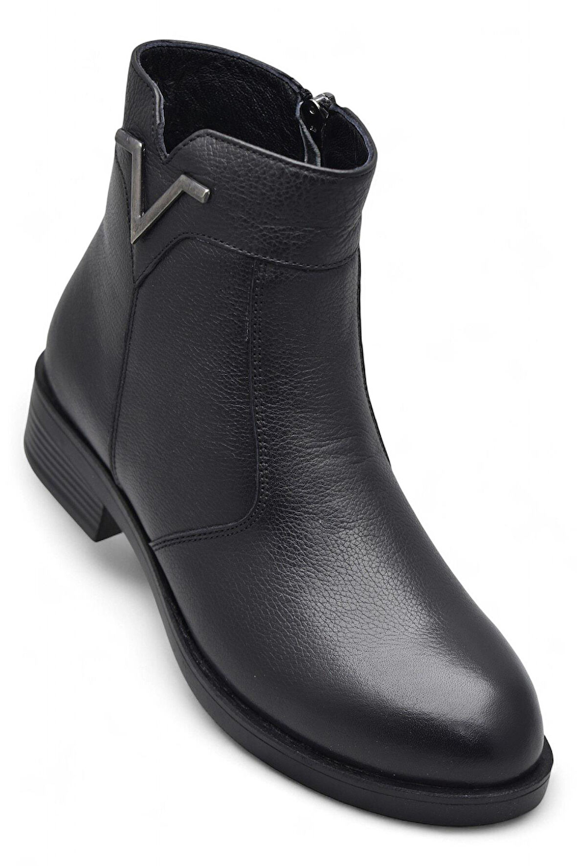 19802 Tam Ortopedik Siyah Hakiki Deri Kadın Bot Fermuarlı Kışlık Deri Kadın Bot