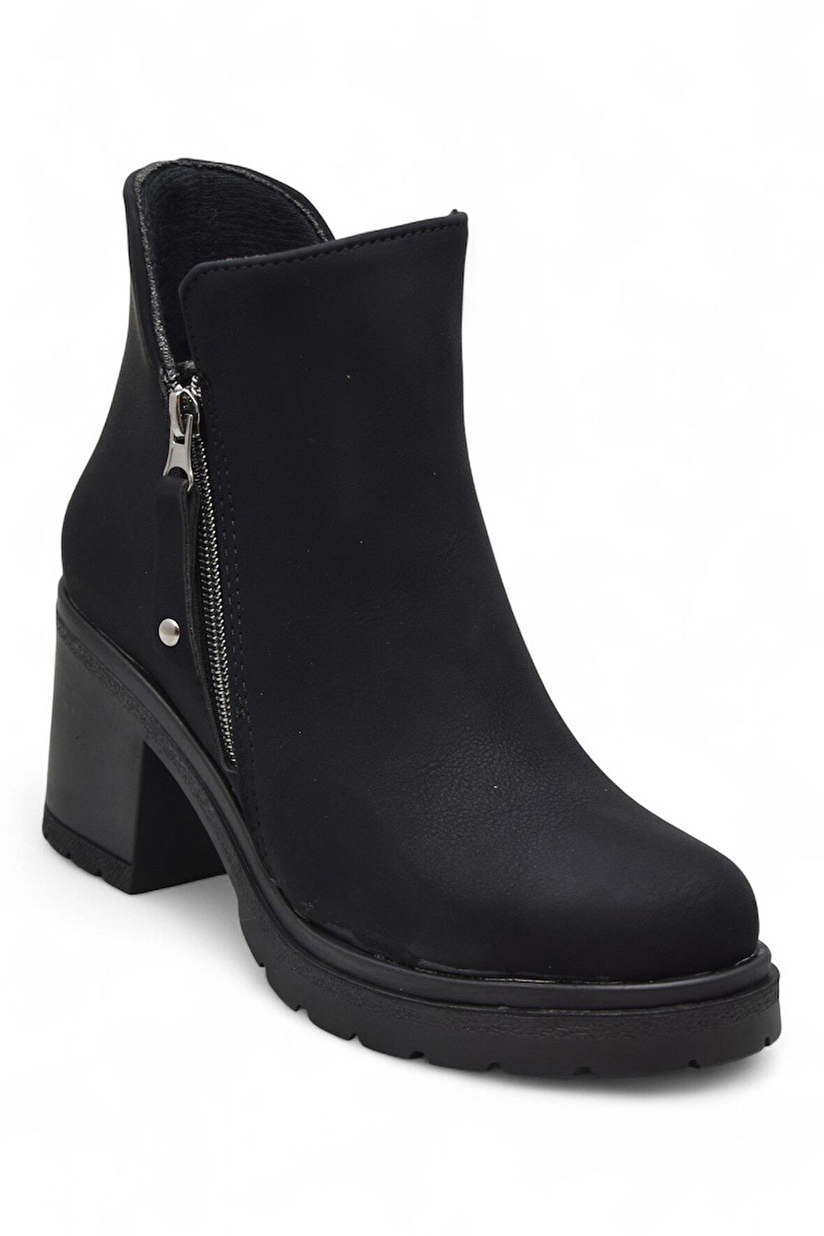 4559 Kadın Bot Ayakkabı Kaymaz Taban Fermuarlı Bağcıklı Günlük Kadın Bot