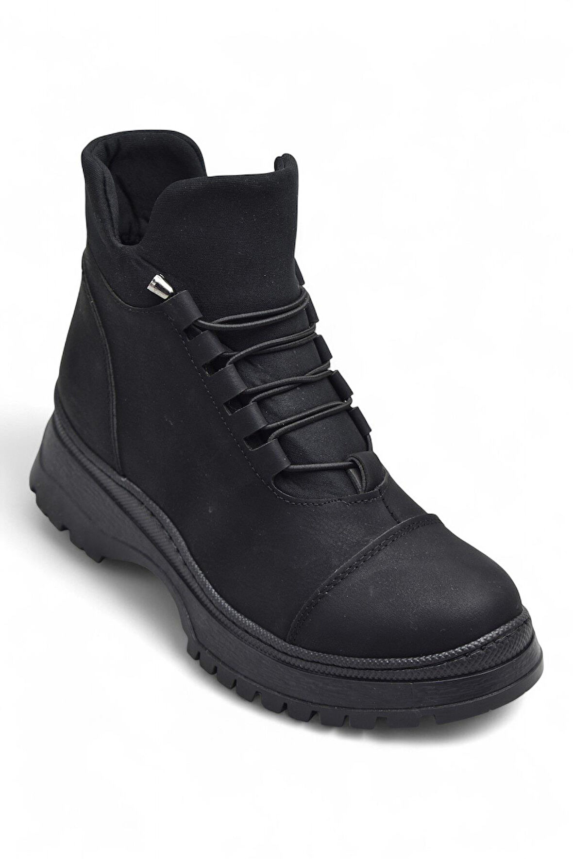 4561 Kadın Bot Ayakkabı Kaymaz Taban Fermuarlı Bağcıklı Günlük Kadın Bot
