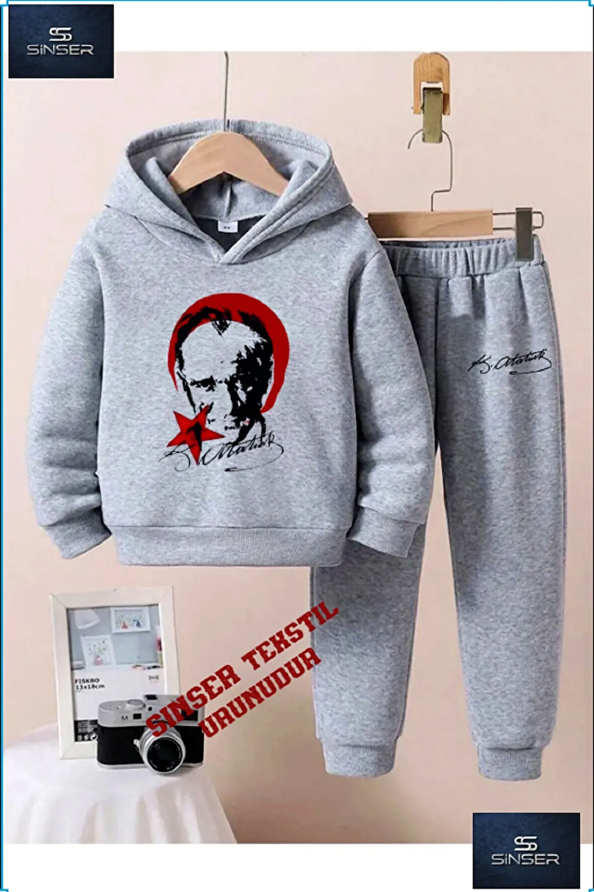 Kapşonlu Çocuk “ATATURK BAYRAKLI” Baskılı Eşofman Takımı