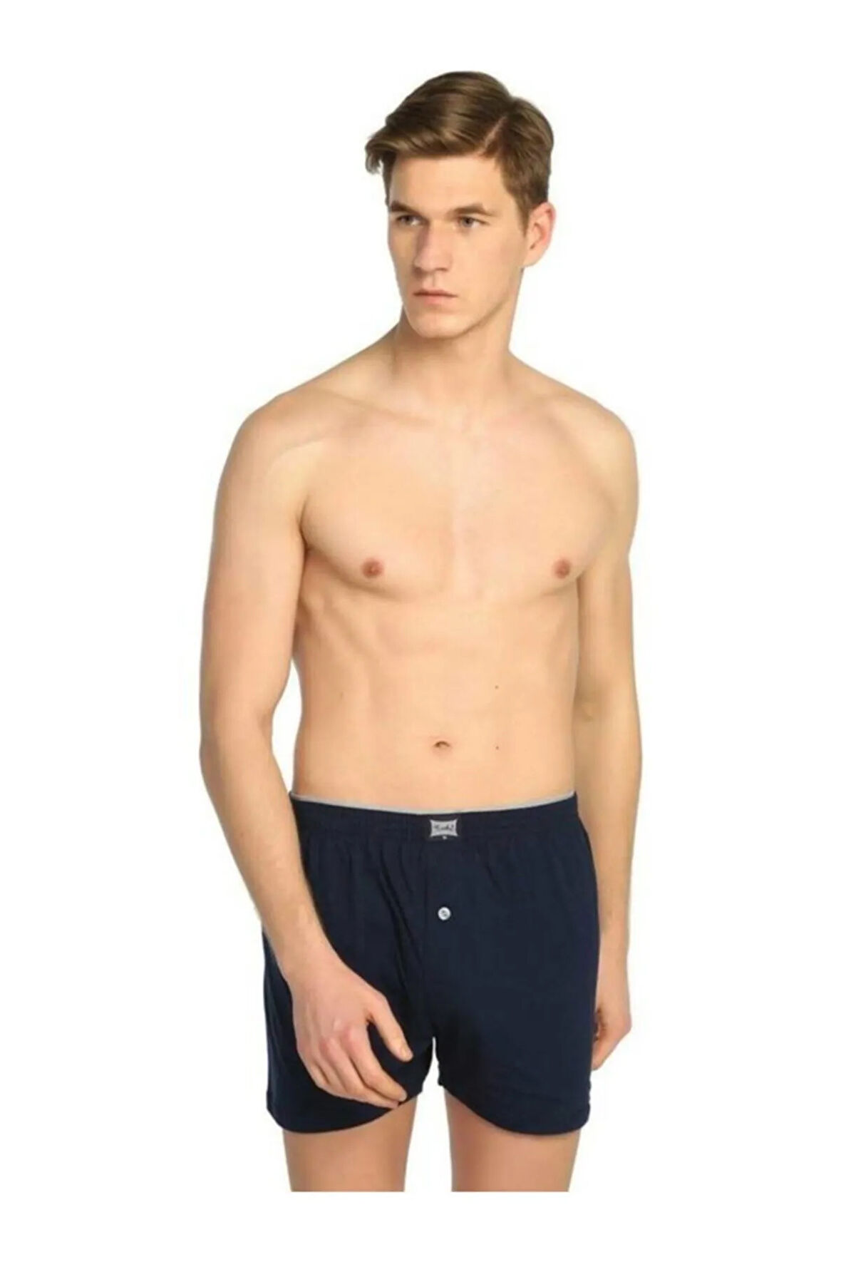 Erkek Lacivert Erkek Penye Düğmeli Boxer Elf568t0117ccm