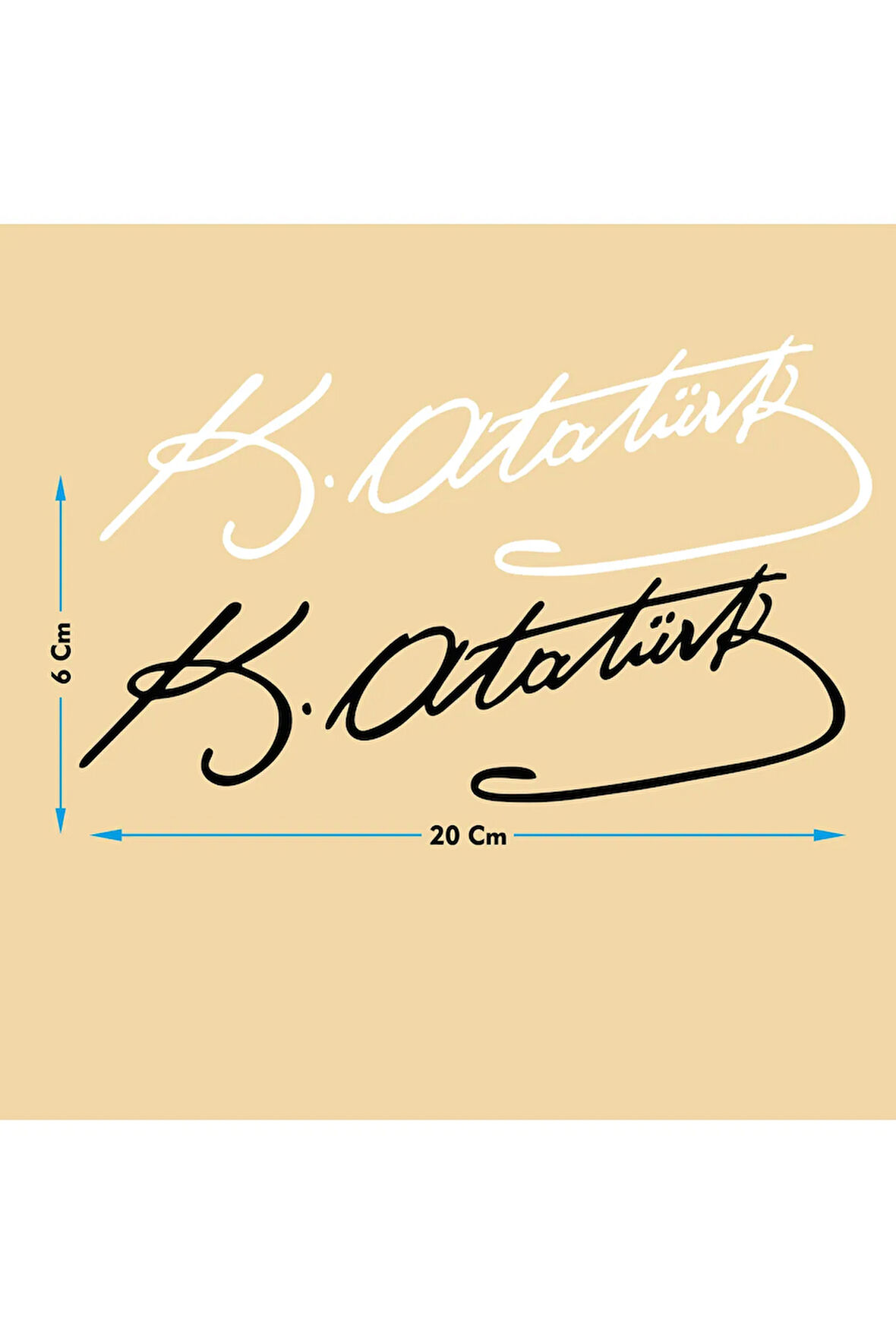 Kemal Atatürk İmzası 2 Adet Oto Cam Yazısı 20x6 Cm Araba Arkası Sticker Oto Cam Sticker Yazı