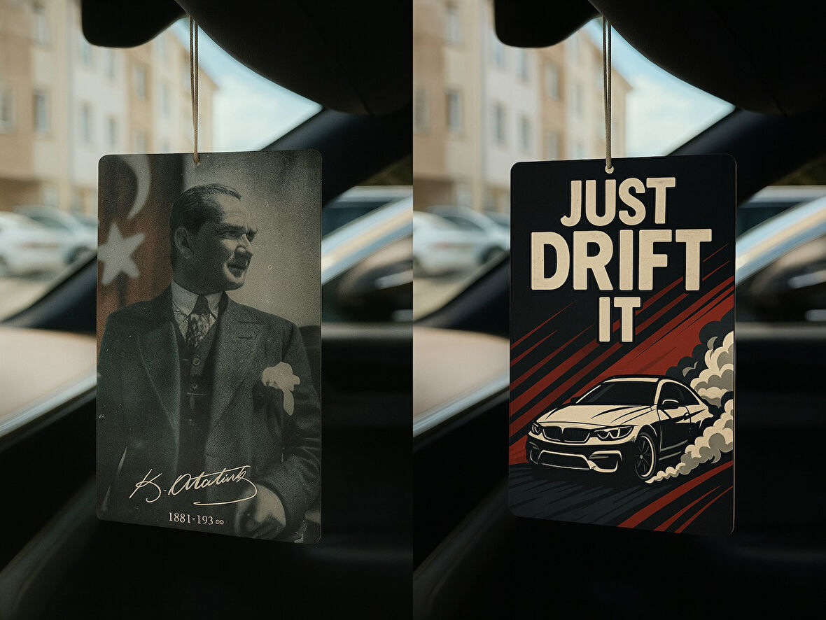 Atatürk ve Just Drift It - İkili Oto Kokusu - Dekoratif Araç Kokusu ve Aksesuarı