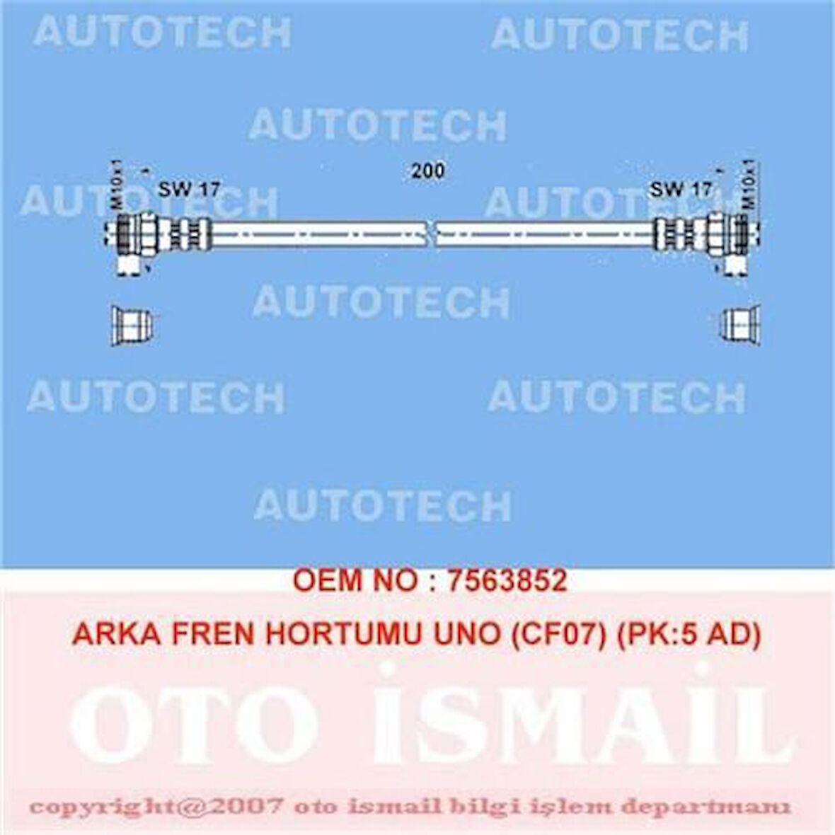 Autotech TF07 Arka Fren Hortumu Uno Cf07 Pk 5 Ad 71737643