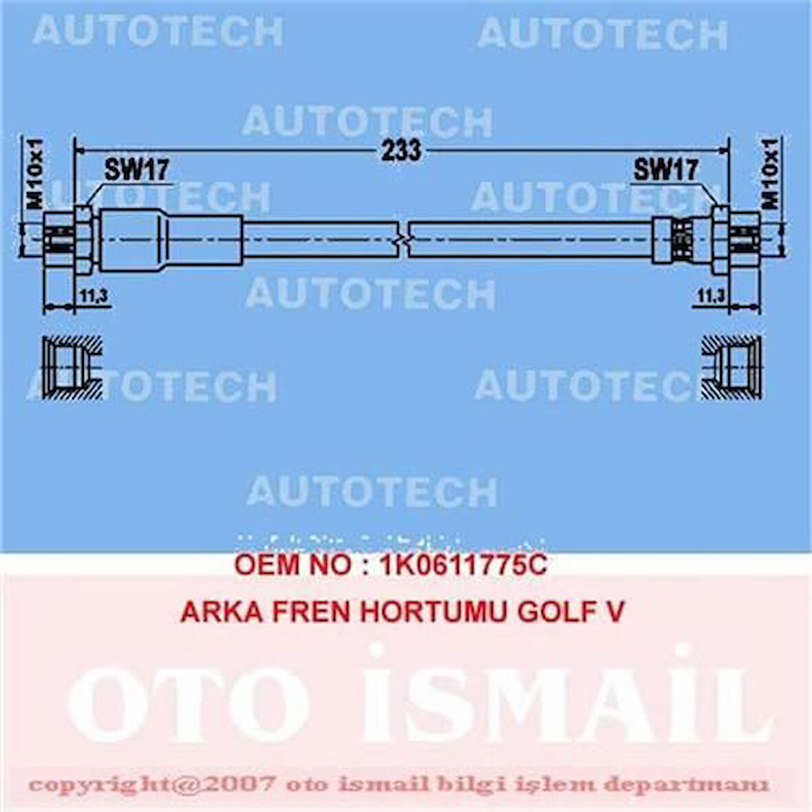 Autotech TVP12 Arka Fren Hortumu Polo 81-94 321611775