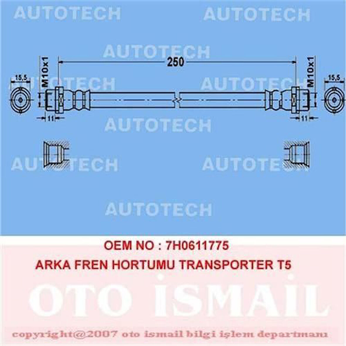 Autotech TVT14 Arka Fren Hortumu Transporter T5 7HO611776B