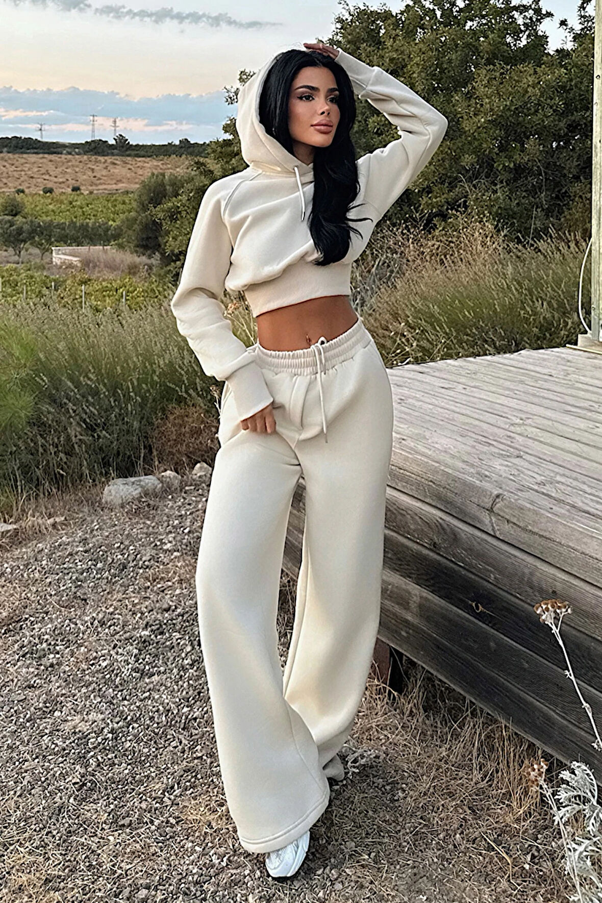 Füme Scarf Kapşonlu Eşofman Takım ATE-3704