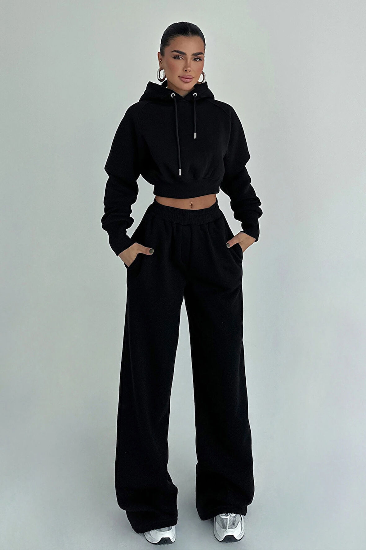 Füme Scarf Kapşonlu Eşofman Takım ATE-3704