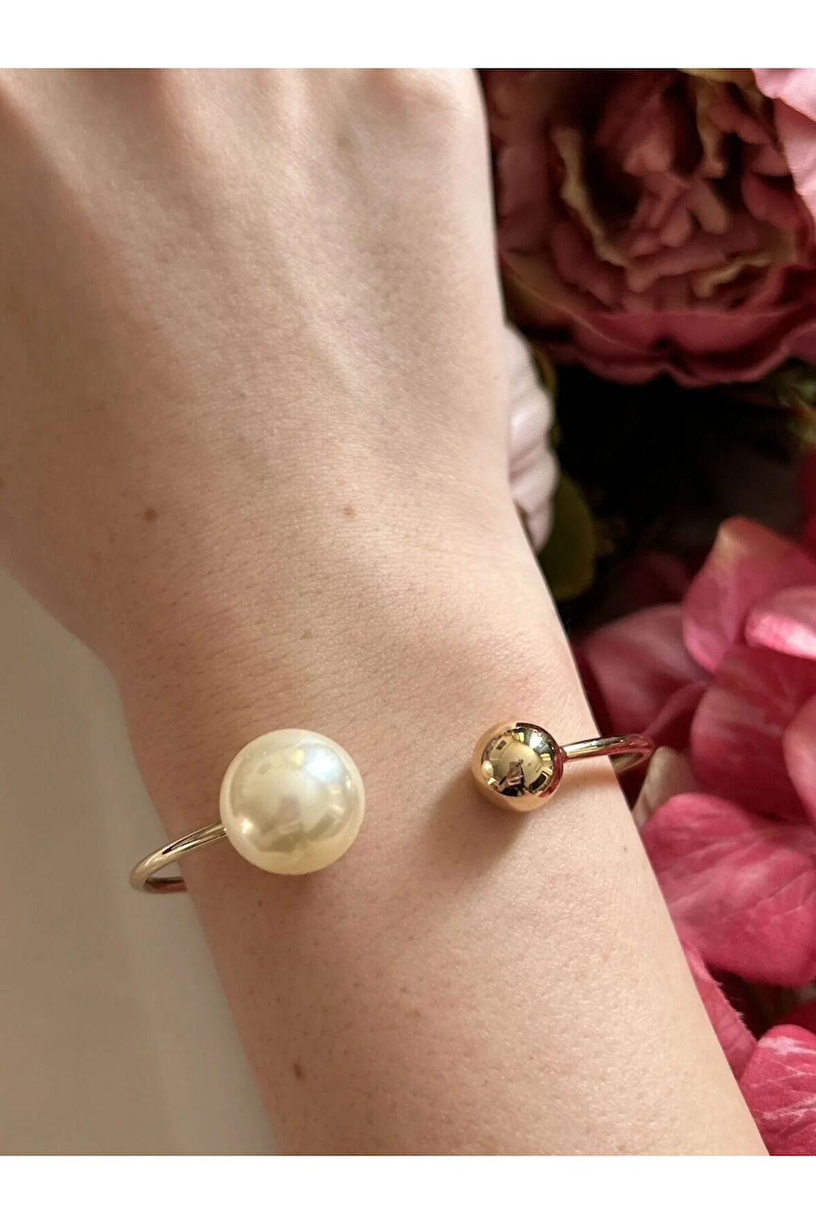 Fuşya Çiçek Kelepçe Bileklik