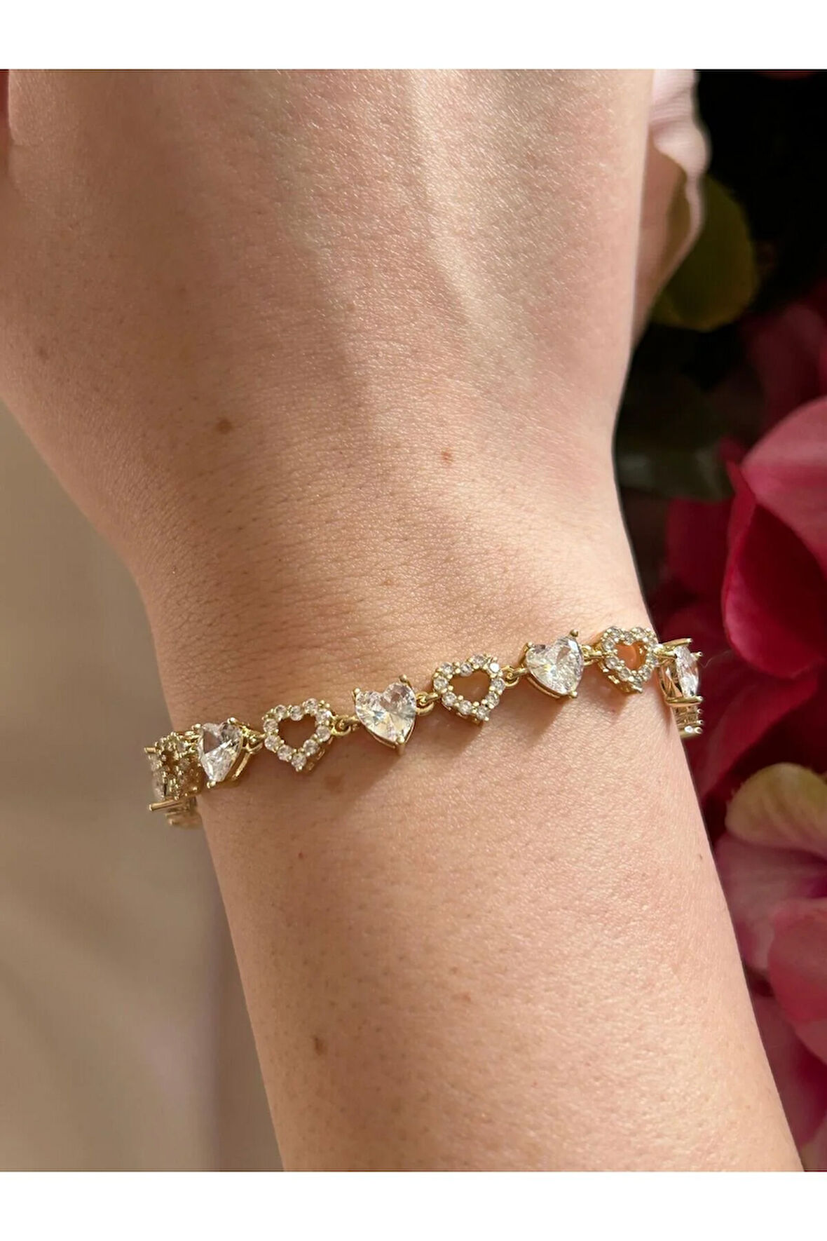 Zirkon Yonca Detay Su Yolu Bileklik