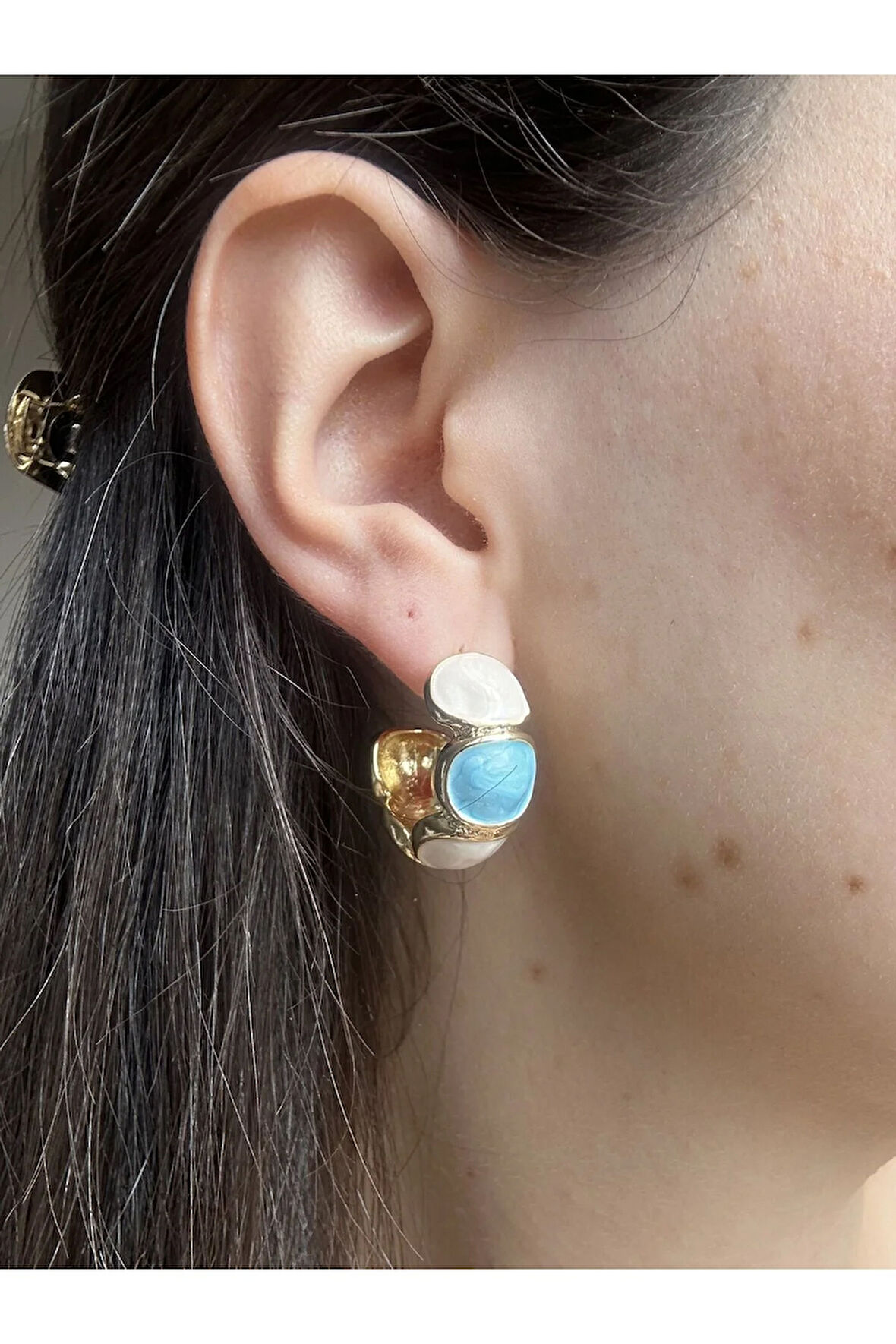 Doğal Taşlı Halka Küpe