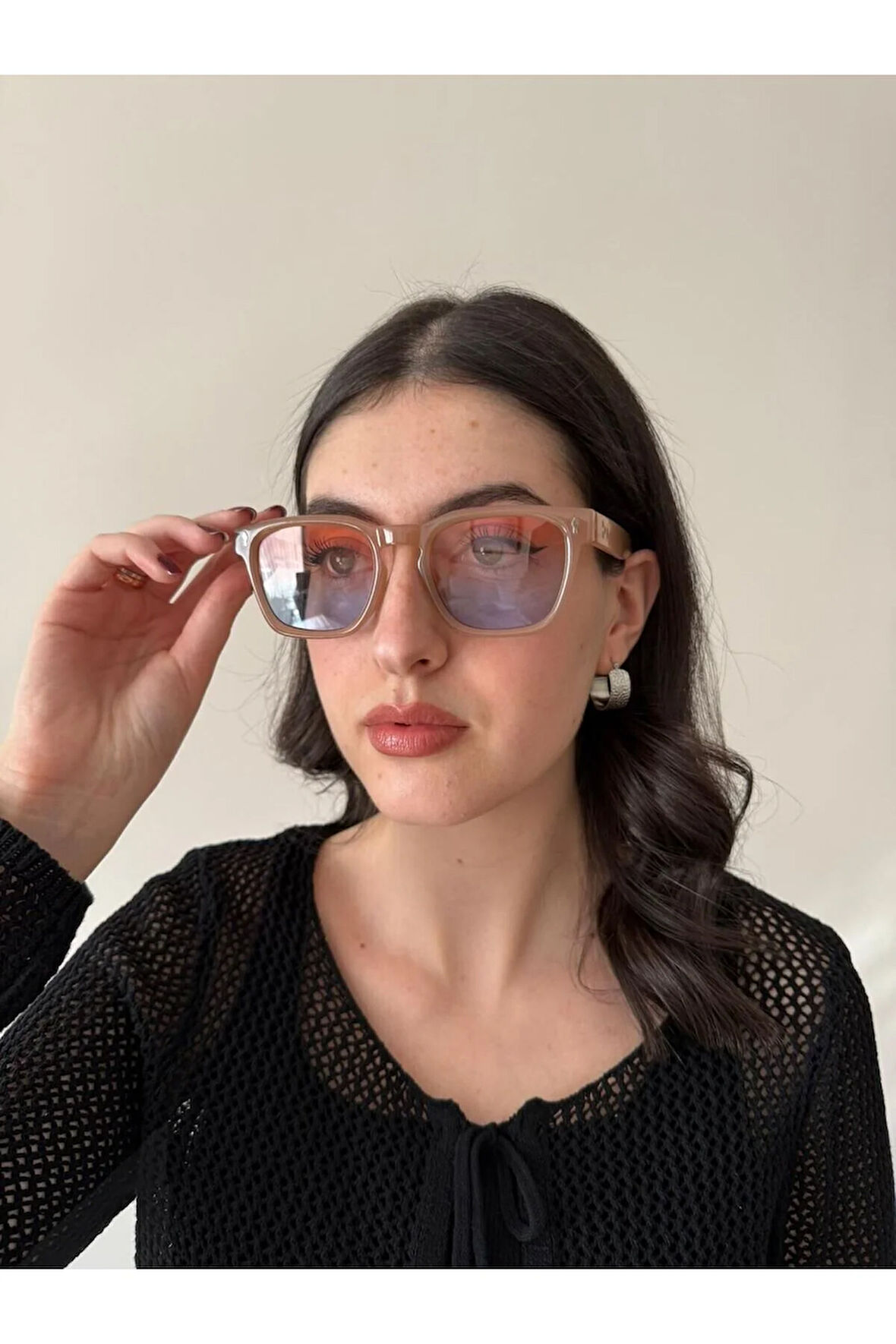 Pembe Mavi Cam Egzotik Güneş Gözlüğü