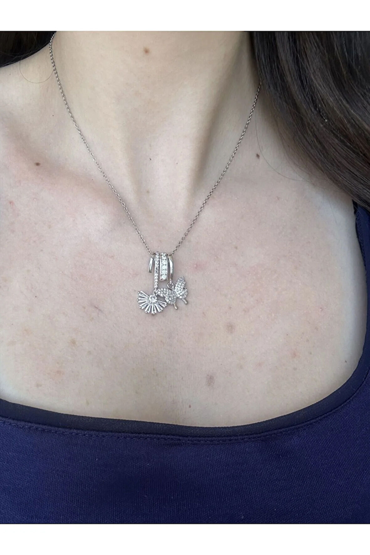 Silver Charmlı Kolye