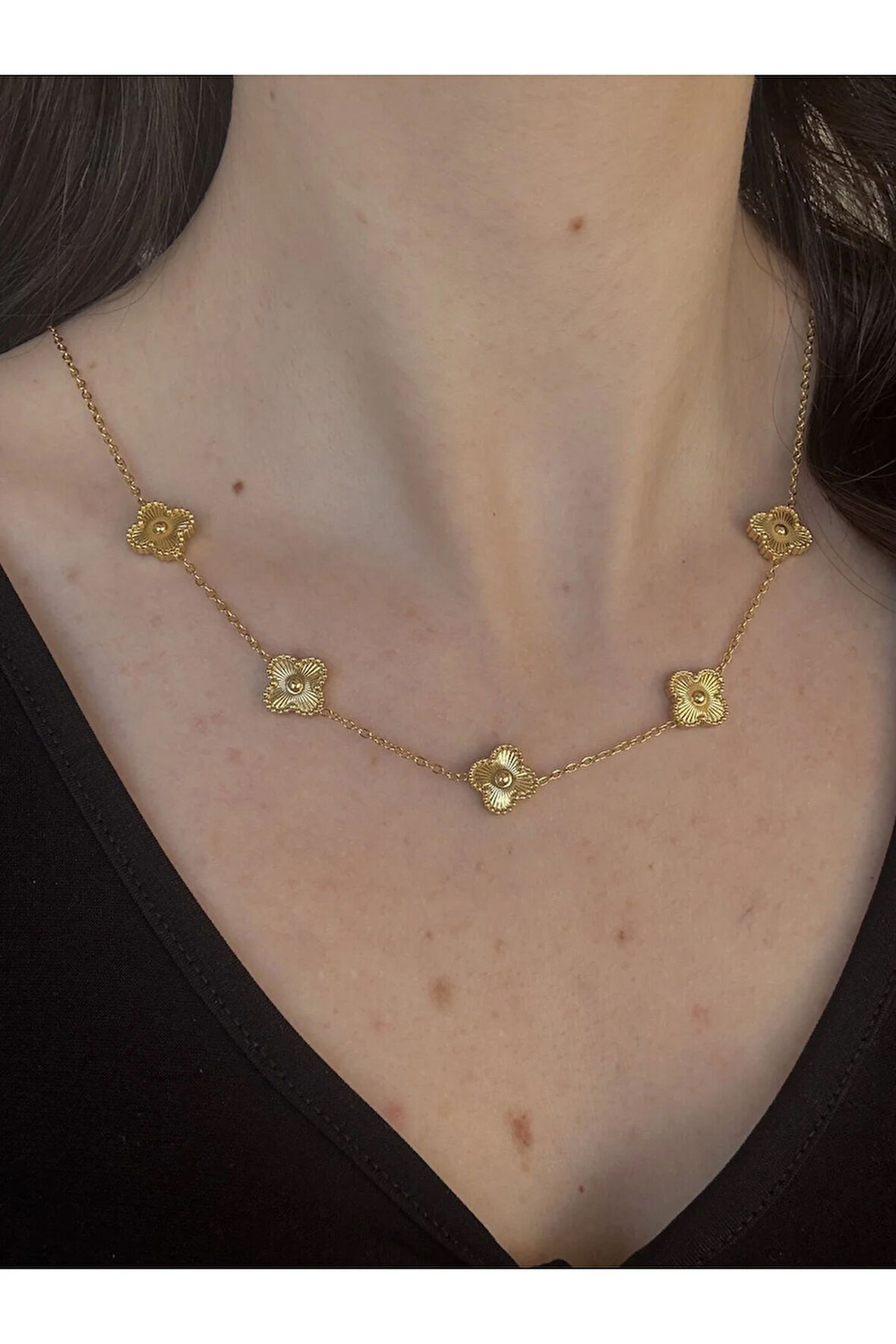 Gold Yonca Dizisi Kolye