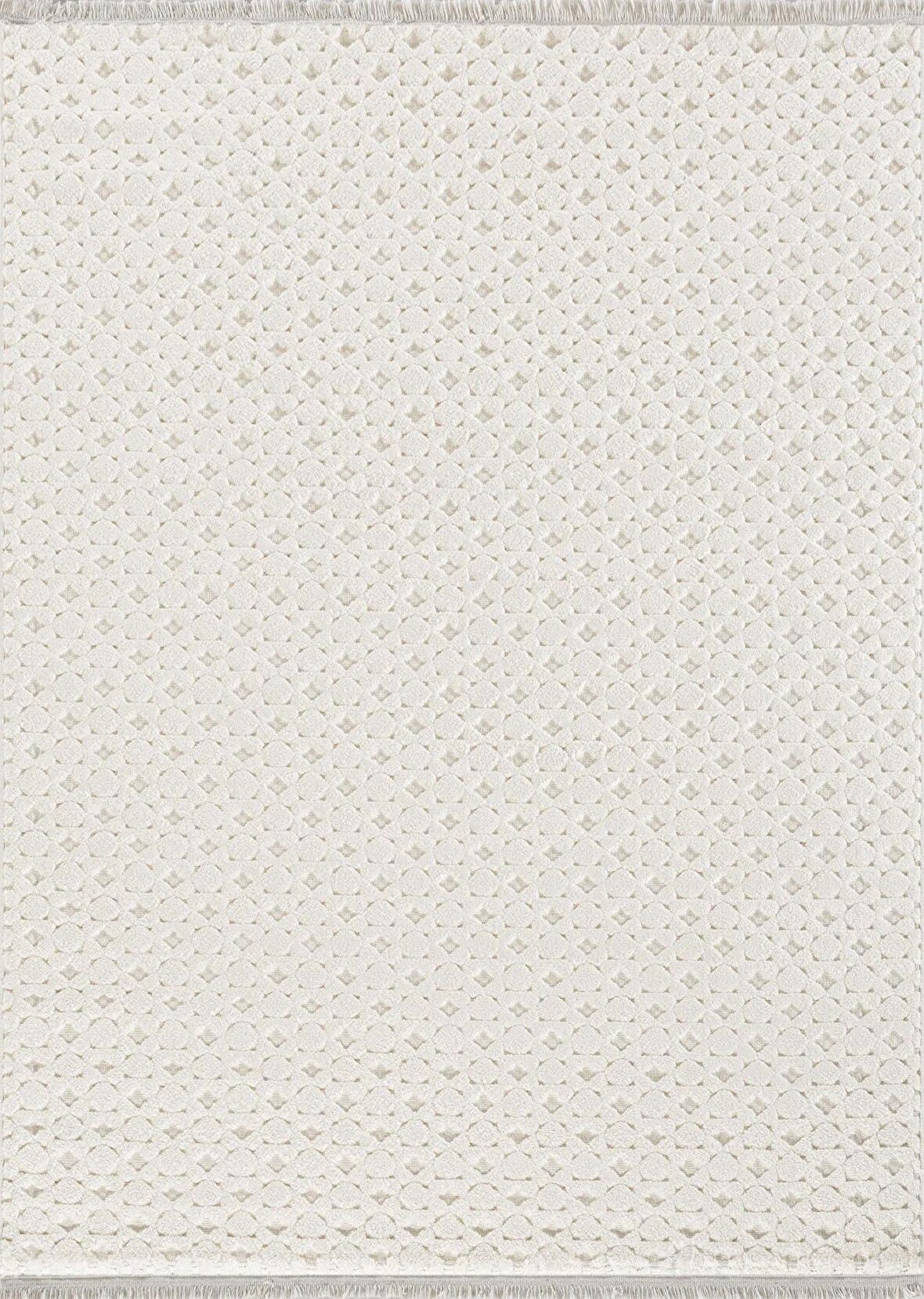 Vegas Bej Beyaz Gri Yumuşak Dokulu Modern Geometrik Desenli Halı