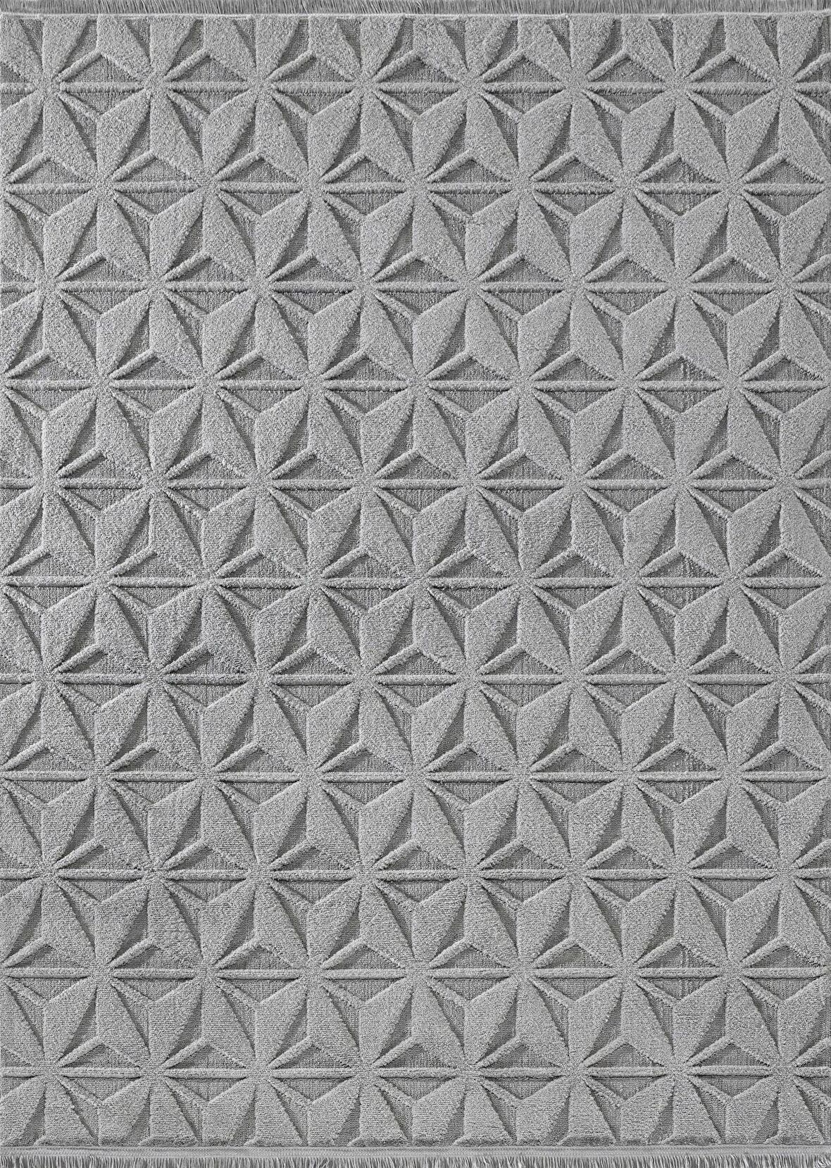 Vegas Bej Beyaz Gri Yumuşak Dokulu Modern Geometrik Desenli Halı