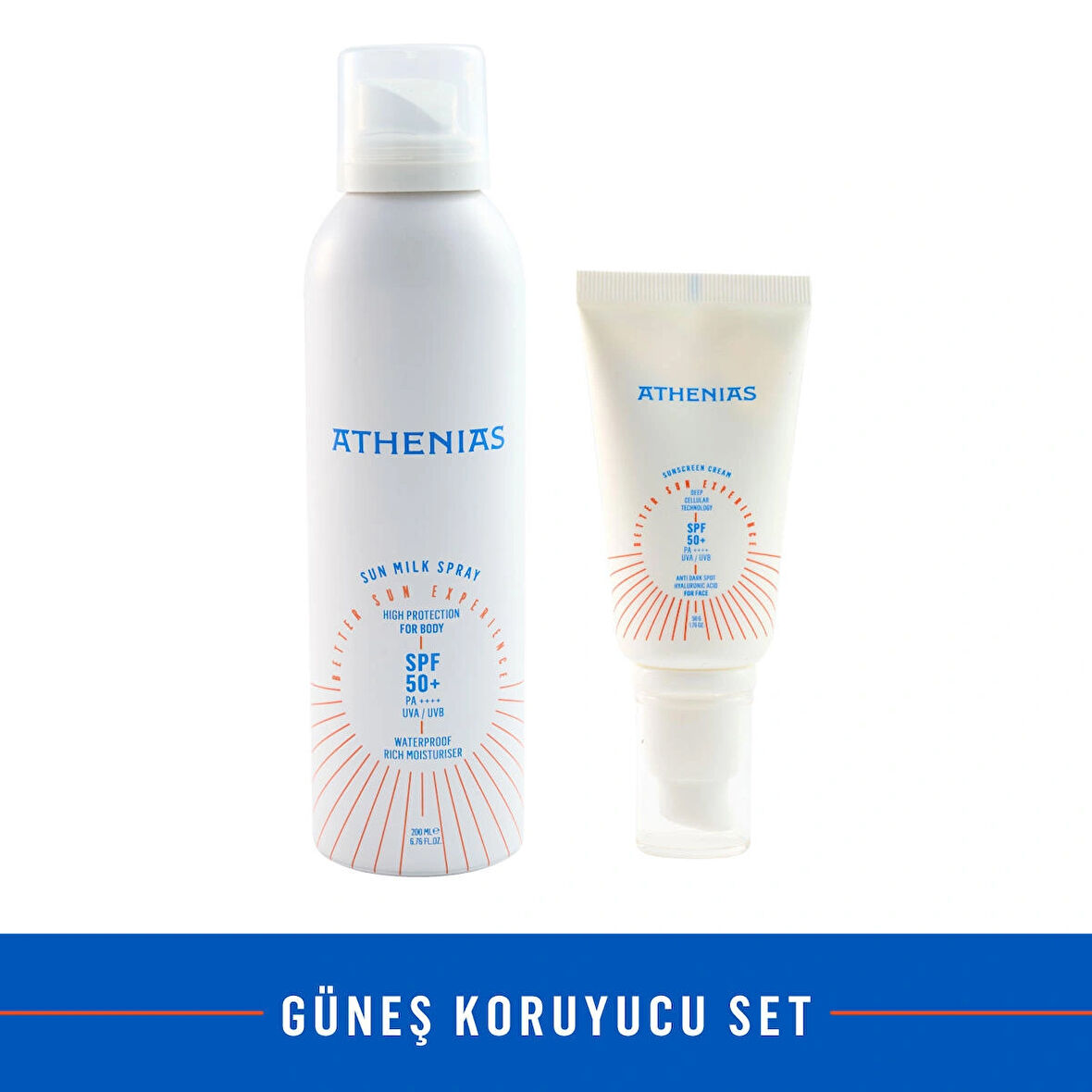 ATHENIAS Güneş Koruyucu Set Vücut Güneş Kremi+ Yüz Güneş Kremi
