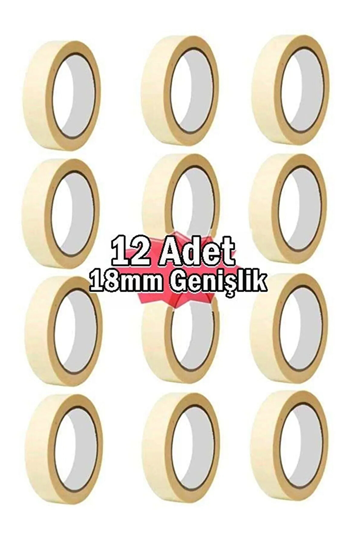 Atlas Bant 18mm X 25 Mt 12 Adet Kağıt Maskeleme Bandı