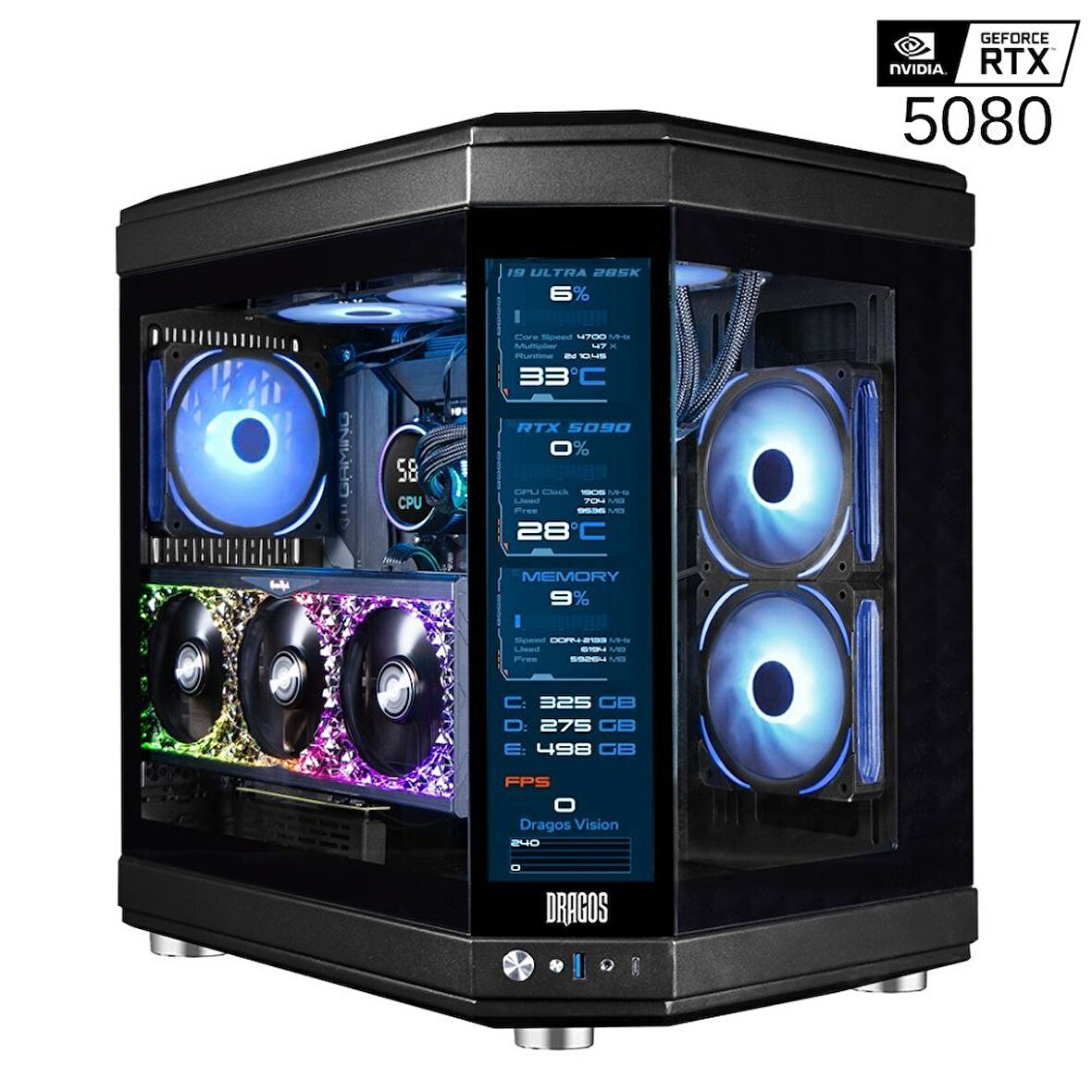 Dragos Ghost Intel Ultra 9 285K 64GB DDR5 Ram 2TB 4.0 NVMe 16GB RTX5080 Oyun Hazır Sistem