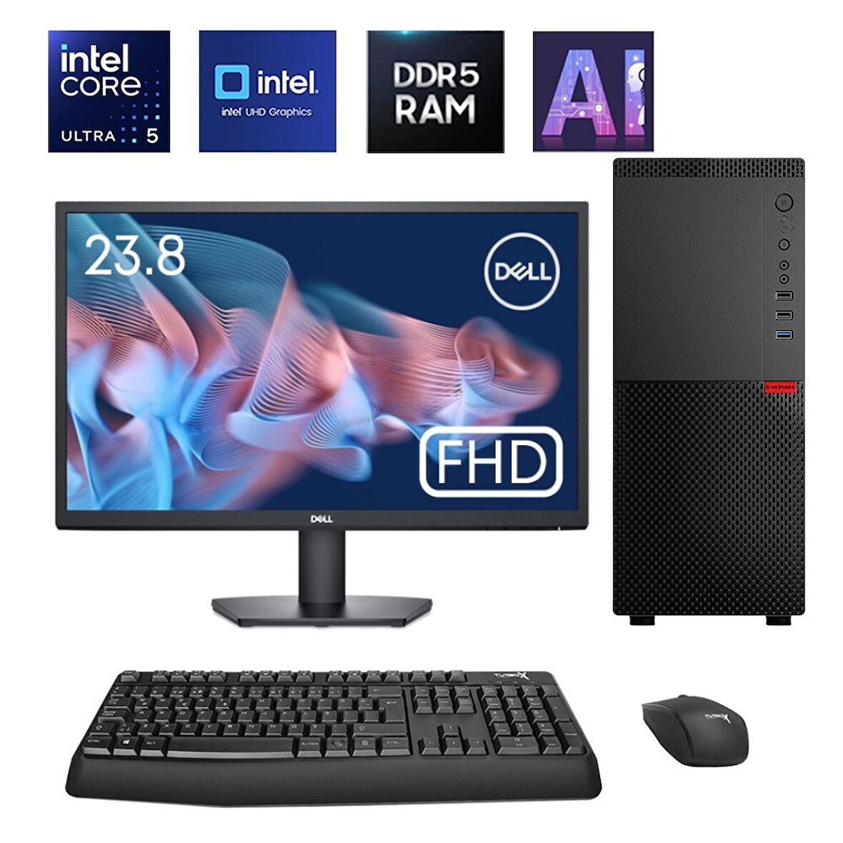 Turbox Intel Core Ultra 5 225 32GB DDR5 Ram 1TB NVMe Yapay Zekalı 23.8 inç FHD Ofis Hazır Sistem