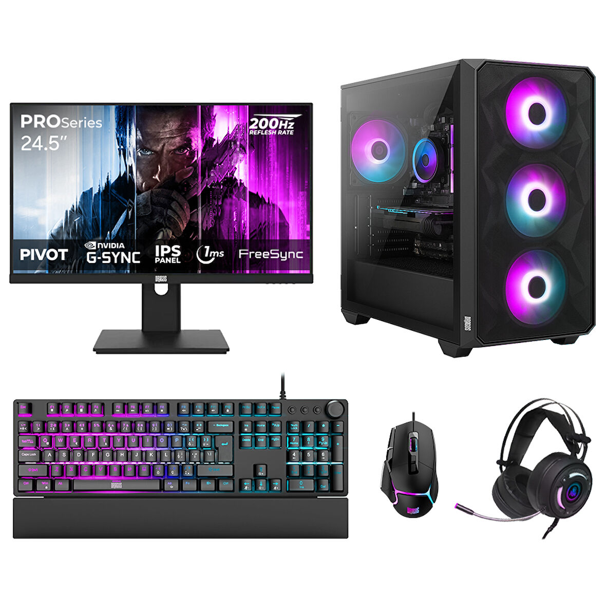 Dragos DRx7758 Ryzen 7 7700 32GB DDR5 1TB NVMe 16GB RTX5060Ti 24.5 200Hz Oyun Hazır Sistem