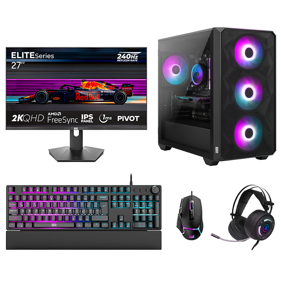 Dragos DRx7853 Ryzen 7 7700 32GB DDR5 1TB NVMe 12GB RTX5070 27 240Hz QHD Oyun Hazır Sistem