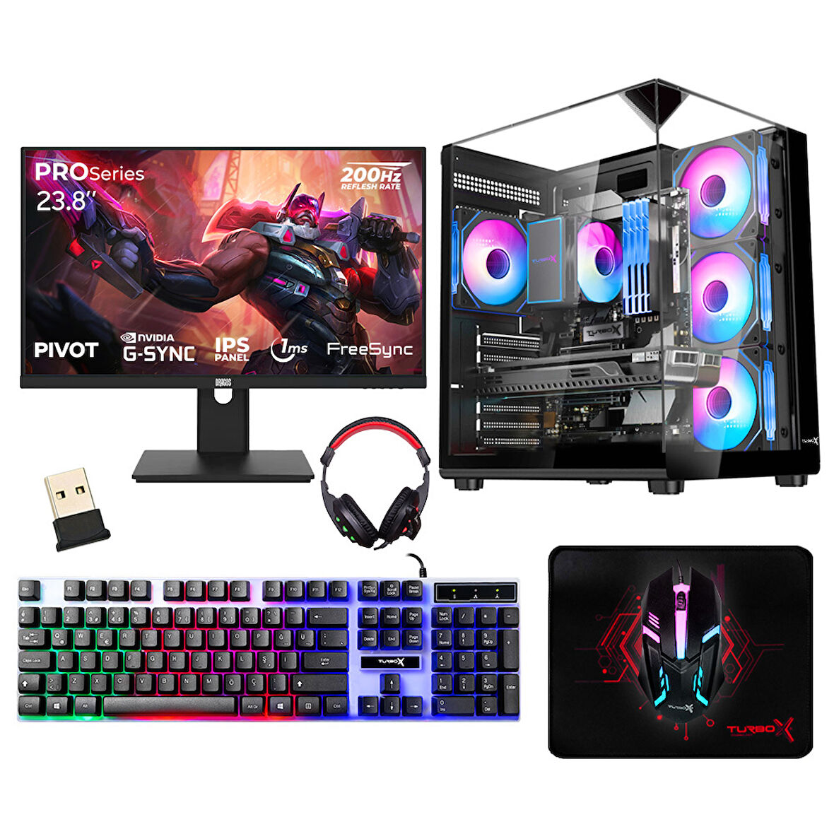 Turbox Tx6512 Ryzen 7 5700X 32GB Ram 1TB NVMe SSD RTX3050 23.8 200Hz Oyun Hazır Sistem