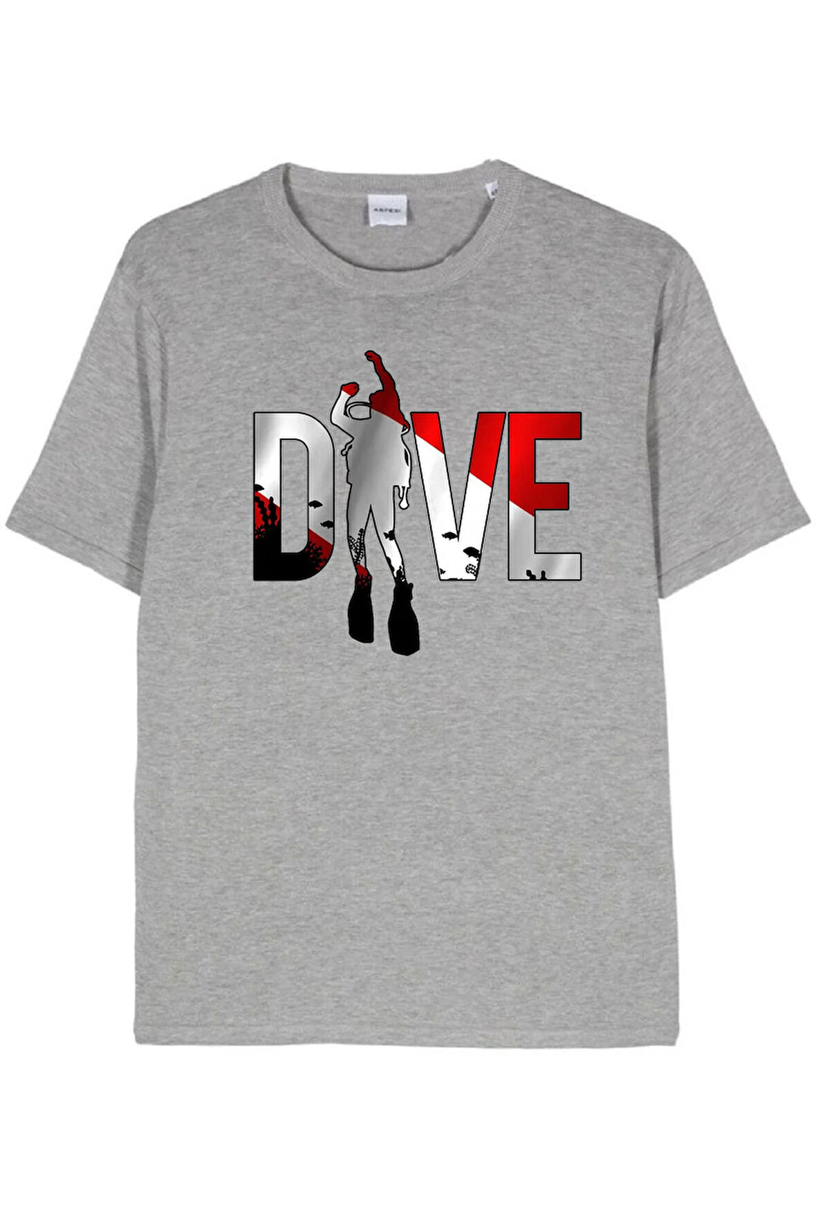 Baskılı Erkek Kadın Unisex Bisiklet Yaka Baskılı T-shirt Siyah tshirt tişört Diving Balıkadam Dalgıç