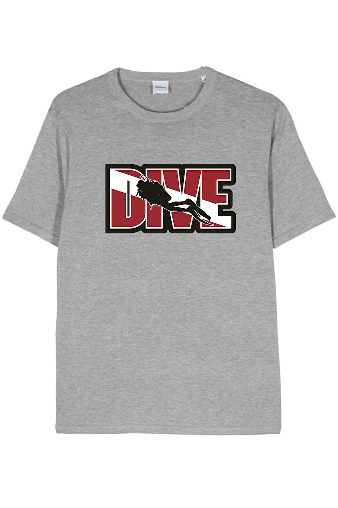 Baskılı Erkek Kadın Unisex Bisiklet Yaka Baskılı T-shirt Siyah tshirt tişört Diving Balıkadam Dalgıç