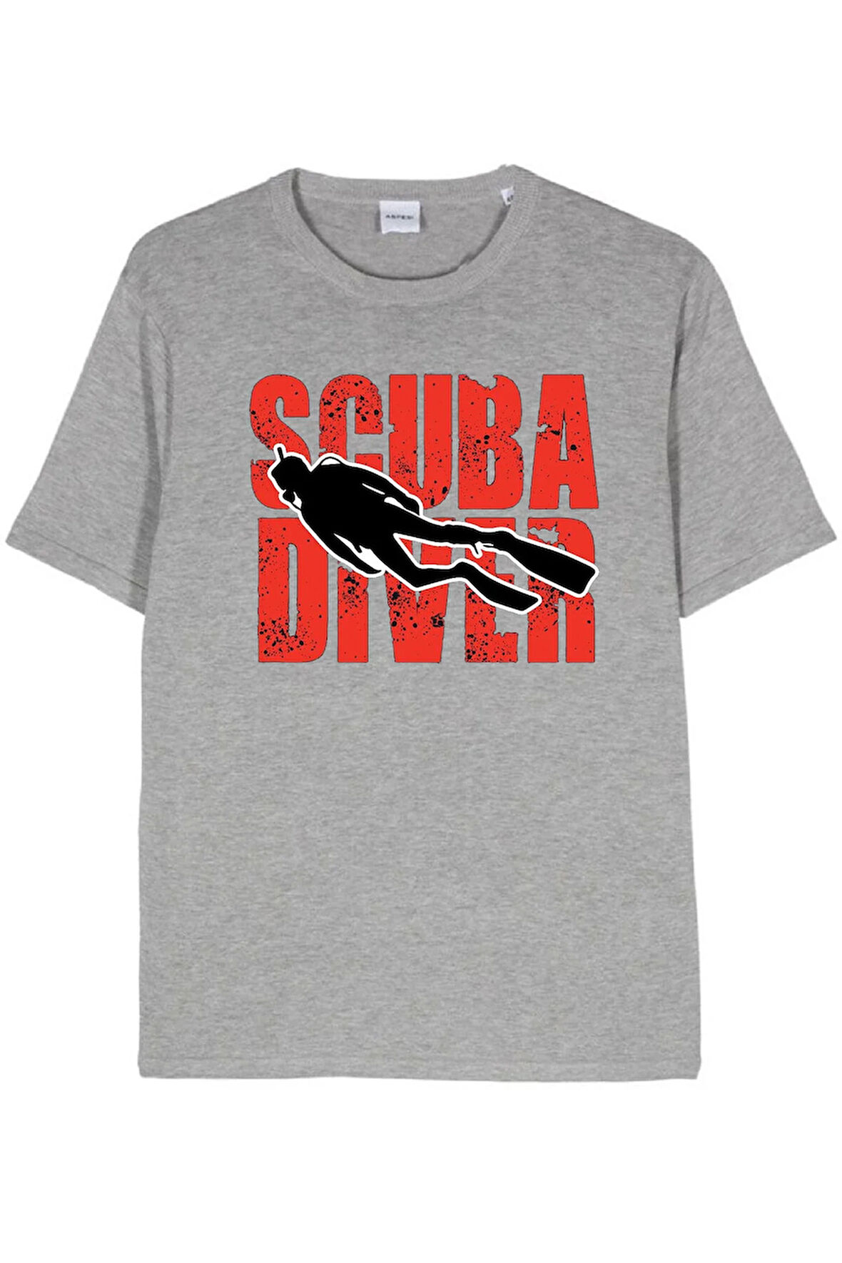 Baskılı Erkek Kadın Unisex Bisiklet Yaka Balıkadam Baskılı T-shirt Siyah tshirt tişört Diving Dalgıç