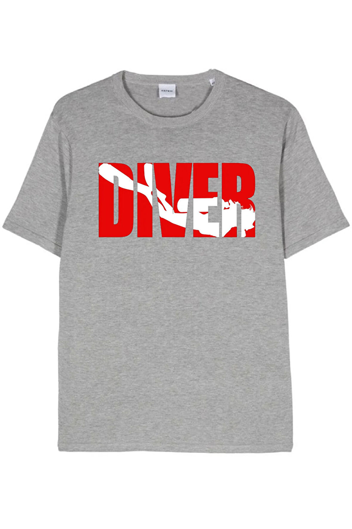 Baskılı Erkek Kadın Unisex Bisiklet Yaka Dalgıç Baskılı T-shirt Siyah tshirt tişört Diving Balıkadam