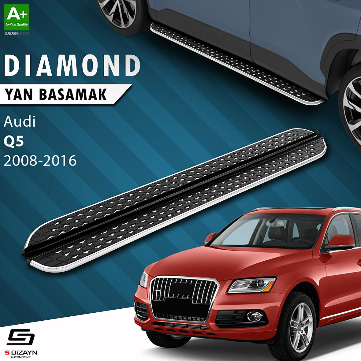 S-Dizayn Audi Q5 Diamond Krom Yan Basamak 183 Cm 2008-2016 A+ Kalite
