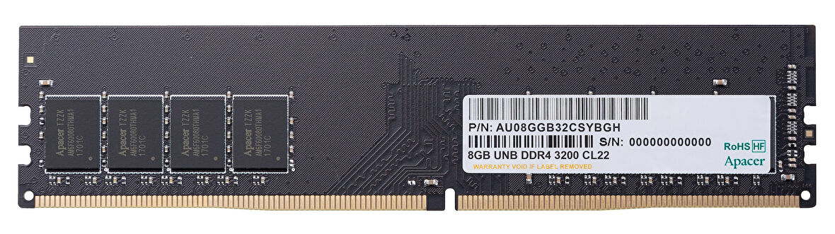 Apacer 8 GB (1x8GB) 3200Mhz CL22 DDR4 Ram (AU08GGB32CSYBGH)