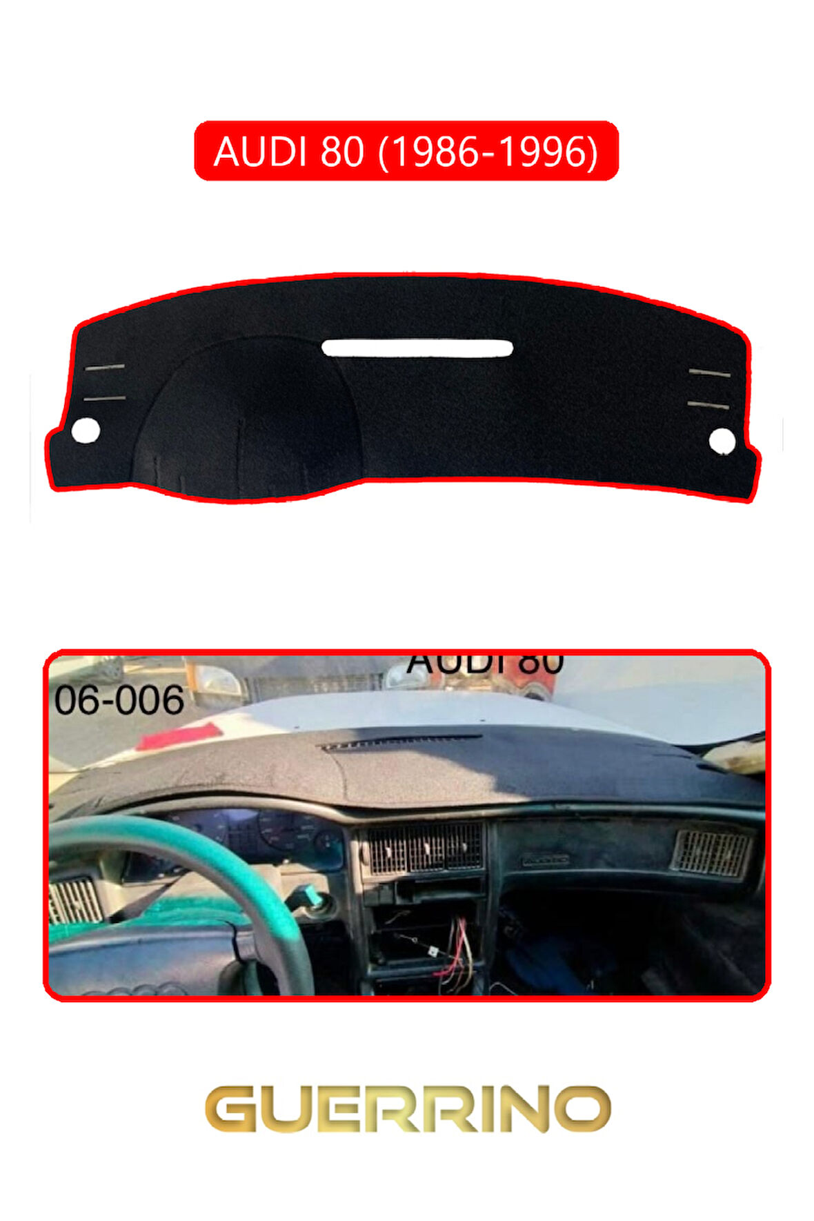 AUDI 80 (1986-1996)TORPİDO KORUMA HALISI KIRMIZI KENAR