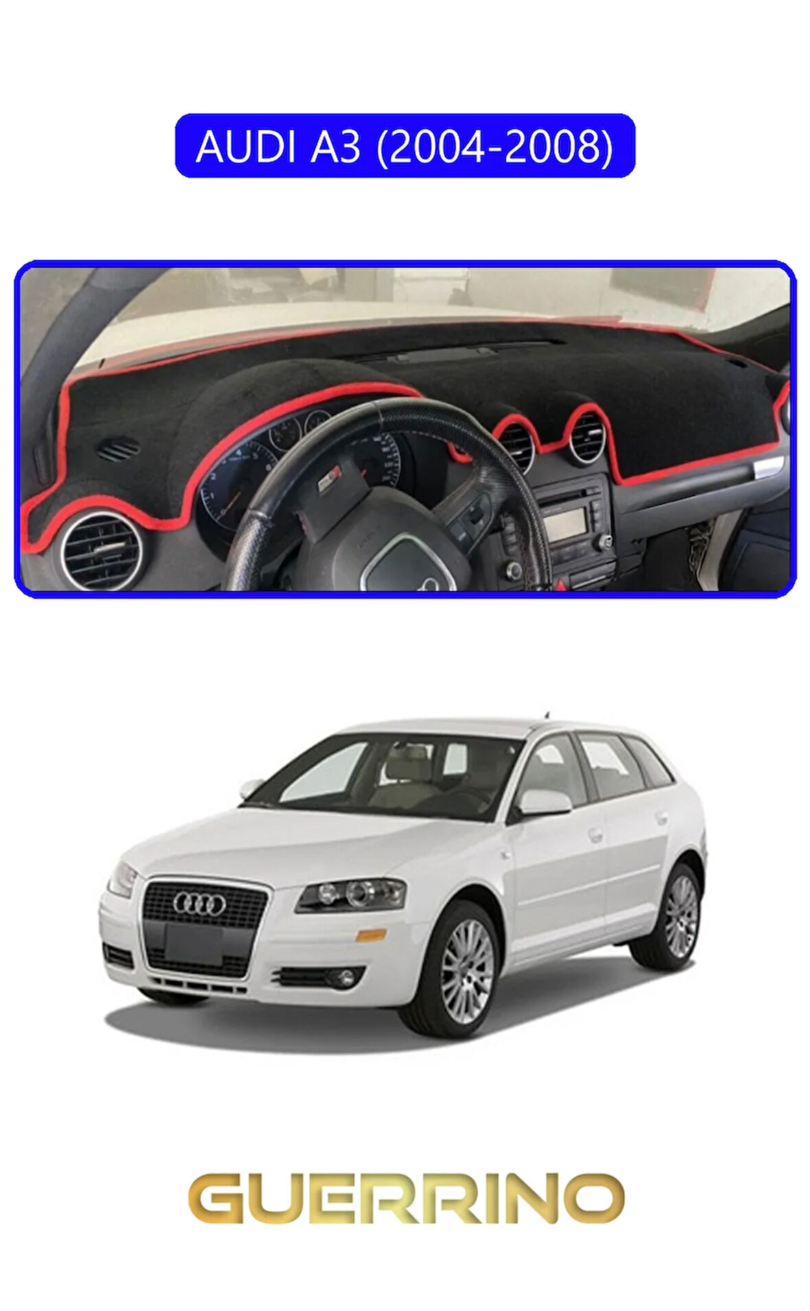 AUDI A3 (2004-2008)TORPİDO KORUMA HALISI MAVİ KENAR