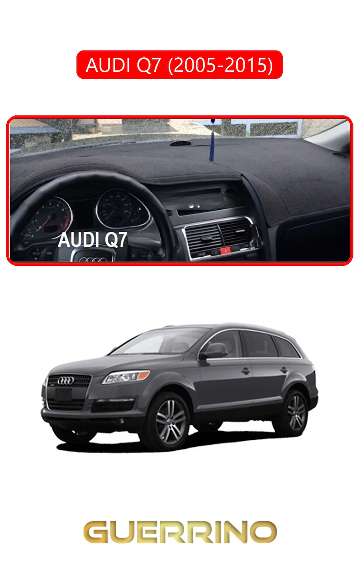 AUDI Q7 (2005-2015)TORPİDO KORUMA HALISI KIRMIZI KENAR
