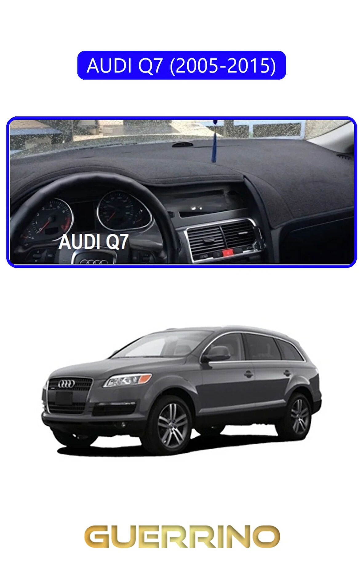 AUDI Q7 (2005-2015)TORPİDO KORUMA HALISI MAVİ KENAR